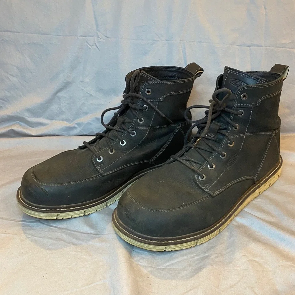 KEEN Utility Men Black Leather Lace Up Work Boots Size 13 EE EH ASTM F2892 18EH‎